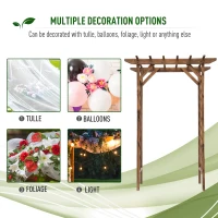 Outsunny 79" Plant Trellis, Arched Garden Arbour with Pergola Style Roof, Fir Wood Frame for Climbing Vines(m-6)