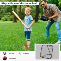 Soozier Soccer Rebounder Net, 3' x 3', Angle Adjustable Portable Training Goal Net with Quick Folding Design, Sturdy Metal Tube(m-6)