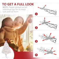 HOMCOM 2.5ft Tall Pre-Lit Douglas Fir Tabletop Artificial Christmas Tree with Realistic Branches, Fiber Optic LED Lights and 85 Tips, White(m-7)