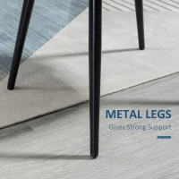 HOMCOM Set of 2 Mid-Back Dining Chair, Mid-Back Velvet-touch Upholstery Kitchen Chair for Living Room Dining Room, Dark Blue(m-6)