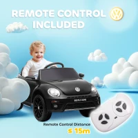 Qaba 12V Volkswagen Beetle Licensed Electric Car for Kids w/ Remote Control, 4 Spring Suspension Wheels, Soft Start, Black(m-7)