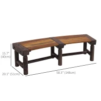 Outsunny Wooden Outdoor Bench, Wrap Around Tree Bench with Slatted Seat for Yard, Garden, Deck, Lawn, Brown(m-3)