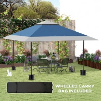 Outsunny 13' x 13' Pop Up Canopy Tent, UPF50+ Tents for Parties, Height Adjustable, with Wheeled Carry Bag and 4 Sand Bags, Navy(m-8)