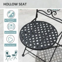 Outsunny 3-Piece Patio Bistro Set with Folding Chairs, Outdoor Coffee Set with Mosaic Top for Backyard, Balcony, Poolside, Green(m-6)