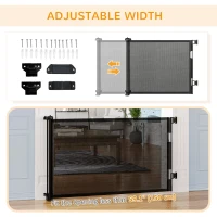 PawHut Retractable Pet Gate w/ Single Hand Operation, for Stairs, Doorways, Hallways - Black(m-5)