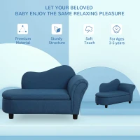 Qaba Kids Sofa, Toddler Couch with Storage Compartment, Children Chaise Lounge, Armrest Chair for Preschool for Kids Room, Kindergarten, Eucalyptus Wood, Blue(m-4)