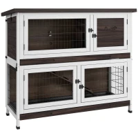 PawHut 46" Outdoor Rabbit Hutch w/ Removable Trays & Ramp for 1-2 Rabbits(m-11)