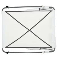 Outsunny Patio Double Chaise, Outdoor Lounge Bed with Canopy and Headrest Pillow, Portable Patio Sunbed Hammock Lounger, Cream White(m-9)