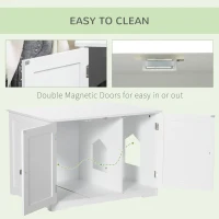 PawHut Modern Cat Litter Box Enclosure with Adjustable Partition for Customizable Space, Cat Washroom End Table for Indoor Cats with Hidden Storage Cabinet Space, White(m-6)