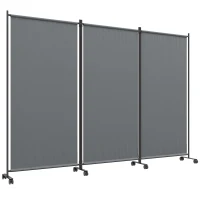 Outsunny Folding Room Divider with Castor Wheels, Rolling Privacy Screen for Patio Backyard Pool Hot Tub, 6ft Tall(m-11)