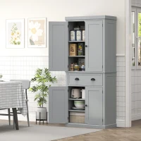 HOMCOM 72.5" Kitchen Cabinet, Pantry Storage Cabinet with Doors and Shelves, Freestanding Food Pantry Cabinet, Gray(m-10)
