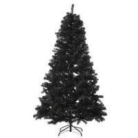 HOMCOM 6ft Artificial Christmas Tree Unlit Douglas Fir with Realistic Branches and 928 Tips, Black Halloween Style(m-11)