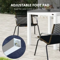 Outsunny Expandable Patio Table, Outdoor Dining Table for 4-6 with Aluminum Frame for Garden, Lawn, Balcony Terrace, White(m-7)