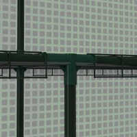 Outsunny 4.6' x 4.7' Portable Greenhouse, Water/UV Resistant Walk-In Small Outdoor Green House with 2 Tier U-Shaped Flower Rack Shelves, Roll Up Door & Windows, Green(m-9)