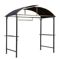 Outsunny 8x4ft BBQ Gazebo Tent Metal Frame Arch Canopy Garden Sunshade Portable Shelter Backyard with Side Shelf Coffee(m-2)