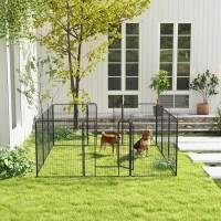 PawHut Dog Pen with Gate, 12 Panels Puppy Playpen, Dog Fence, 39"H(m-9)
