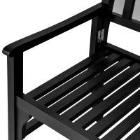Outsunny Foldable Garden Bench, 2-Seater Patio Wooden Bench, Loveseat Chair with Backrest and Armrest for Patio, Porch or Balcony, Black(m-9)