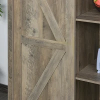 HOMCOM Accent Storage Cabinet, Sideboard, 3-Tier Kitchen Cabinet with Barn Door and Adjustable Shelf, Antique Gray(m-10)