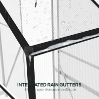 Outsunny 6' x 2.5' Walk-in Polycarbonate Greenhouse Aluminium Green House with Sliding Door, 5-Level Roof Vent, Rain Gutter(m-9)