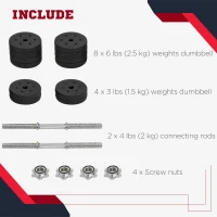 Soozier 66 lbs Adjustable Dumbbells Weight Set Dumbbell Hand Weight Barbell for Body Fitness Lifting Training for Home Office Gym, Black(m-6)