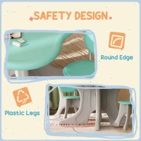 Qaba 3 Piece Kids Table and Chairs Set for 3-6 Years Old, Light Blue(m-5)