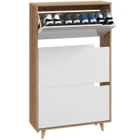 HOMCOM Slim Shoe Storage Cabinet with 3 Flip Drawers and Adjustable Shelves, Shoe Cabinet for 18-24 Pairs, White(m-11)