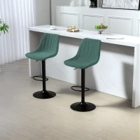 HOMCOM Adjustable Barstools Set of 2, Swivel Bar Stools with Back and Footrest for Kitchen Island Counter, Green(m-8)
