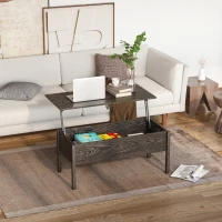 HOMCOM 39" Modern Lift Top Coffee Table Desk with Hidden Storage Compartment for Living Room, Light Gray Woodgrain(m-2)