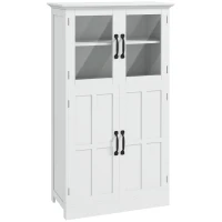 HOMCOM Modern Sideboard Cabinet, Freestanding Sideboards and Buffets with Glass Doors, 4-tier Shelving and Adjustable Shelves(m-2)