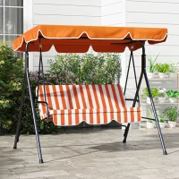 Outsunny 3-Seater Outdoor Porch Swing with Adjustable Canopy, Patio Swing Chair for Garden, Poolside, Backyard, Orange(m-9)