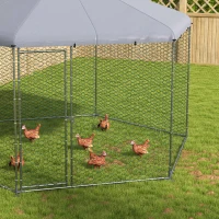 PawHut Chicken Coop with Cover for Outdoor Backyard, Chicken Run for 10-15 Chickens, Rabbits, Ducks, 13.1' x 11.4'(m-9)