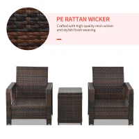Outsunny 3 Piece Patio Furniture Set, PE Wicker Storage Table & Chairs, Red(m-7)
