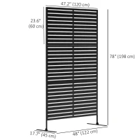 Outsunny Decorative Outdoor Privacy Panel, Freestanding Metal Outdoor Divider with Stand for Garden, Backyard, Deck, Pool, Black(m-3)
