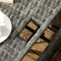 Outsunny 4 Piece Adjustable Canopy Outdoor Rattan Sofa Set w/ Height Adjustable Coffee Table & Cushions, Light Gray(m-7)