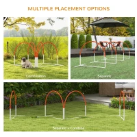 PawHut Dog Agility Kit Pet Obstacle Course Training Equipment Outdoor with Weave Poles, Carry Bag, Orange(m-4)