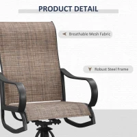 Outsunny 5-Piece Outdoor Patio Dining Set, 4 Swivel Rocker Chairs and 37" x 37" Dining Table Furniture Set with Umbrella Hole for Garden, Lawn and Backyard, Brown(m-6)