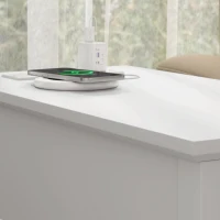 HOMCOM Narrow Side Table with Charging Station, USB Ports, Modern End Table with Storage Shelf, Drawers for Living Room, White(m-9)