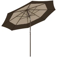 Outsunny 9 x 9 ft Outdoor Umbrella with Tilt, Patio Market Table Umbrella Parasol with Crank, Deep Brown(m-11)
