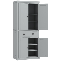 HOMCOM 72.5" Kitchen Cabinet, Pantry Storage Cabinet with Doors and Shelves, Freestanding Food Pantry Cabinet, Gray