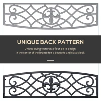 Outsunny 50"L Steel Porch Swing Fleur-De-Lis Patio Swing Chair Hanging Bench Outdoor 2-person Glider Chair Seat w/ Chain Antique Style Black(m-6)