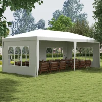 Outsunny 18.7' x 9.4' Party Tent, Portable Folding Wedding Tent, Garden Canopy Event Shelter, Outdoor Sunshade with 4 Removable Sidewalls, White(m-7)