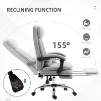 Vinsetto High Back Office Chair, Microfibre Computer Desk Chair with Lumbar Support Pillow, Foot Rest, Reclining Back, Arm, Grey(m-5)