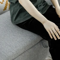 HOMCOM Modern Upholstered Storage Bench with Arms, Linen-Feel Fabric Ottoman Bench for Bedroom Entryway Living Room, Light Gray(m-8)