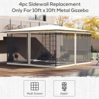 Outsunny Replacement Mosquito Netting for Gazebo 13' x 13' Black Screen Walls for Canopy with Zippers for Parties and Outdoor Activities, Cream White(m-4)