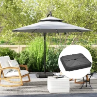 Outsunny Square Plastic Patio Umbrella Base Weight, Heavy Duty Cantilever Offset Umbrella Base, Filled Up to 143lbs with Sand or 130lbs with Water for Garden Poolside, Black(m-10)