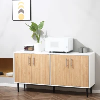 HOMCOM Modern Sideboard, Buffet Cabinet, Console Table with Adjustable Shelves, Anti-Topple Design, and Large Countertop, Natural(m-7)