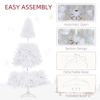 HOMCOM 7.5 FT Tall PreLit Artificial Christmas Tree with Realistic Branches, 500 Warm White LED Lights and 1346 Tips, White(m-8)