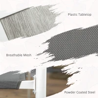 Outsunny 7 Pieces Outdoor Dining Set with 6 Stackable Chairs, Patio Table and Chairs with Plastic Top, Breathable Mesh Seat Back(m-5)