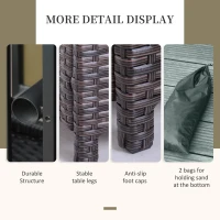 Outsunny 22" Square Steel PE Rattan Wicker Table With Umbrella Hole, Outdoor Patio Accent Dining Side Table Used as Umbrella Stand, Brown(m-6)