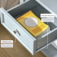 HOMCOM Accent End Table Nightstand with Grey Tabletop, Storage Drawer, and Bottom Shelf, Grey(m-6)